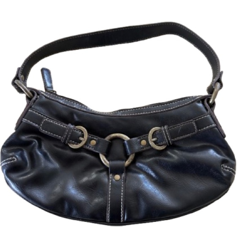 Nine West Y2K Black Mini Hobo Shoulder Bag Buckle Hardware